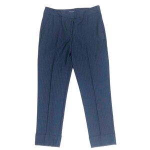 NWT Tommy Hilfiger Pant Women's Size 6 Navy Blue Pinstripe Cuffed Ankle Trouser